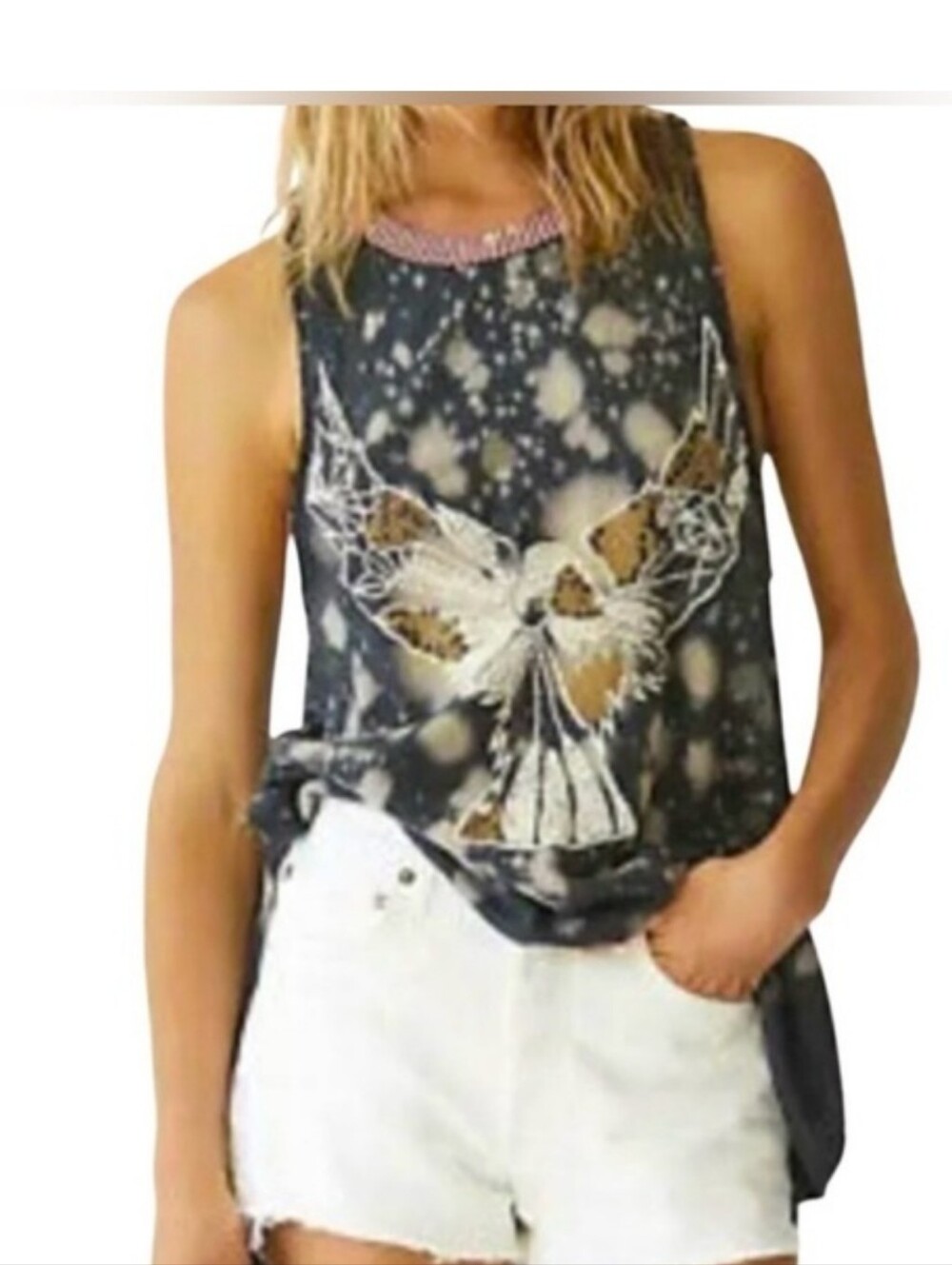 We The Free People Embroidered Eagle Crafted Heritage Tank Top Sz XS